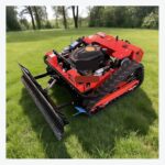 Remote control tracked lawn mower with front blade