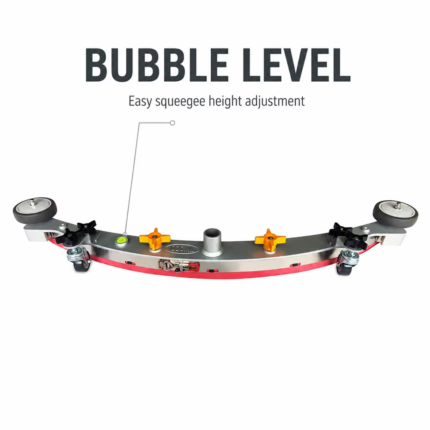 Floor scrubber squeegee assembly with bubble level height adjustment