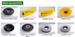 Driving scrubber brush and sweeper brush accessory range
