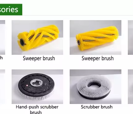 Driving scrubber brush and sweeper brush accessory range
