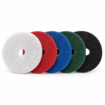 EquipGo commercial floor scrubber pads in white, red, blue, green and black
